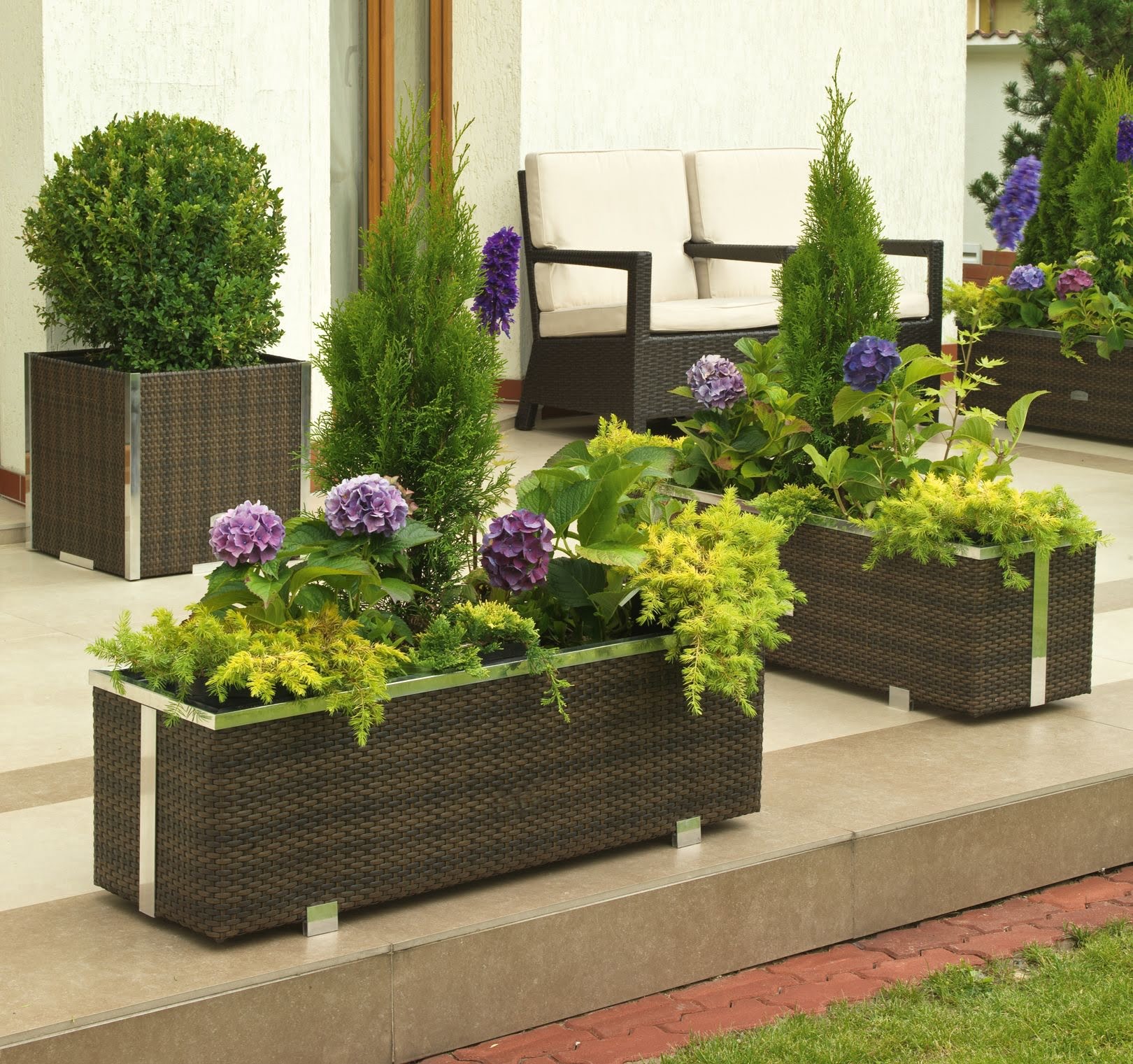 Donica Technorattanowa 1080x390x430mm wyk. aluminium